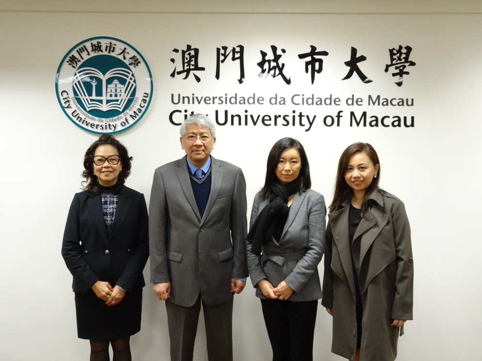 Group photo of Professor Shu Guang Zhang, Rector of CityU; Dr. Eva Khong, Executive Associate Dean of FOB, CityU; Ms. Erica Chen, Marketing Director of CIMA Hong Kong; and Ms. Yeman Tsang, Business Development and Marketing Manager of CIMA Hong Kong.