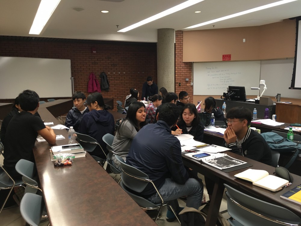 International Business Cohort students share opinions with students from the University of Lima, Peru