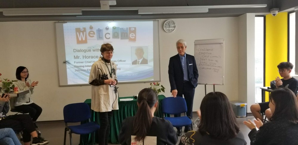 Professor Roberts and Mr. Horace Ho sharing with the second-year IBC students