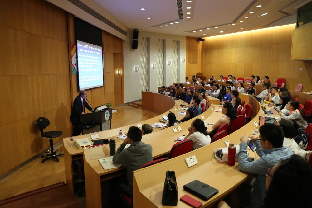 Prof. Larres giving a lecture on “Donald Trump and the World”