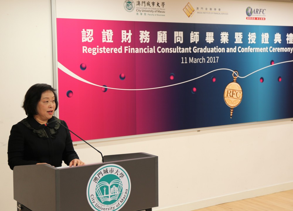 Dr. Teresa So delivers a speech